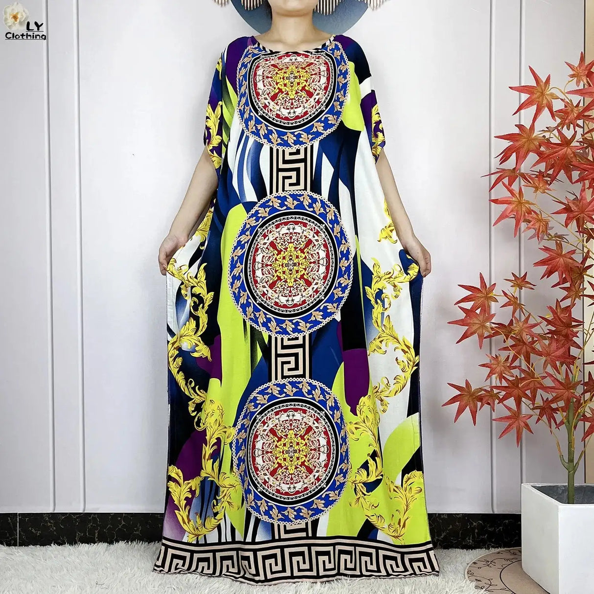 2024 Latest Muslim Sets Women Clothing Cotton Floral Loose Dashiki Long Dress African Abaya Dubai Traditional Islamic Clothing