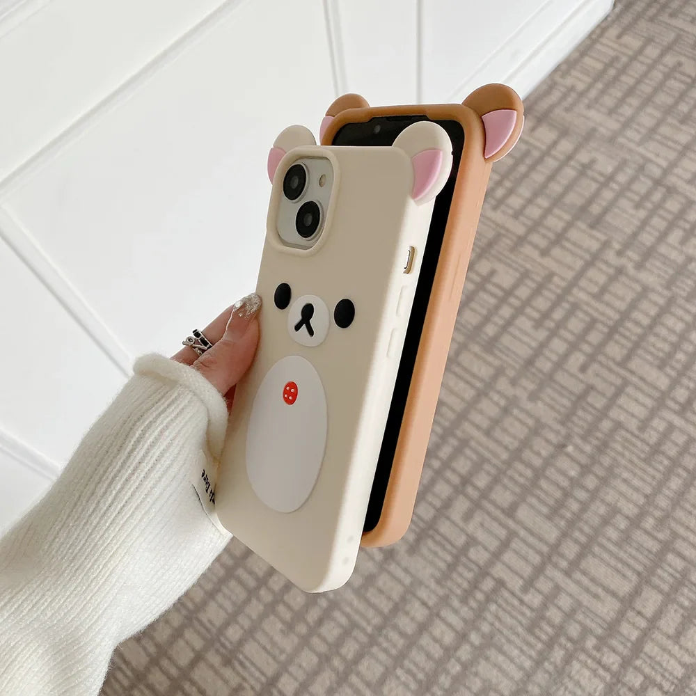 Funda de silicona suave para teléfono con diseño de oso Rilakkuma de dibujos animados