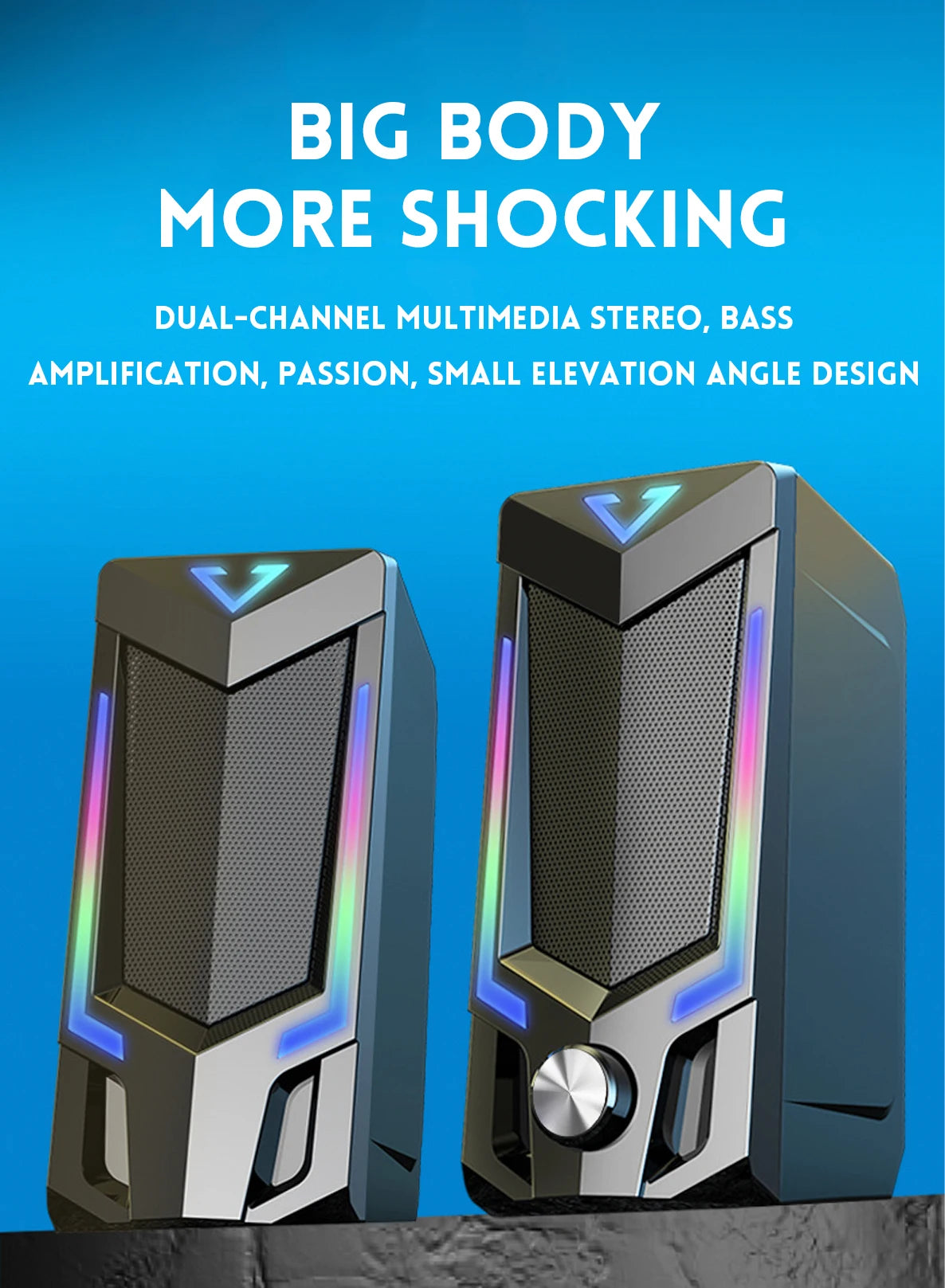 Altavoz para computadora Bluetooth RGB, altavoz para computadora de escritorio, altavoz para computadora portátil, altavoz estéreo de escritorio, alimentación por USB, con LED ambiental