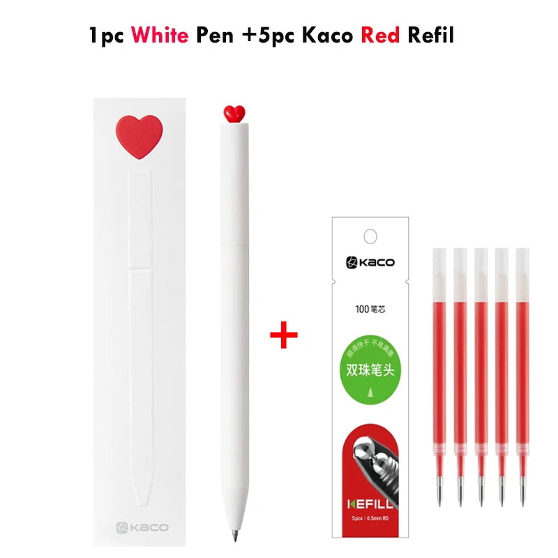Juegos de bolígrafos de gel KACO, útiles escolares y de oficina para niños, de 0,5 mm de alta capacidad, con forma de corazón o signo del zodiaco, artículos de escritura, regalos de amor, artículos bonitos.
