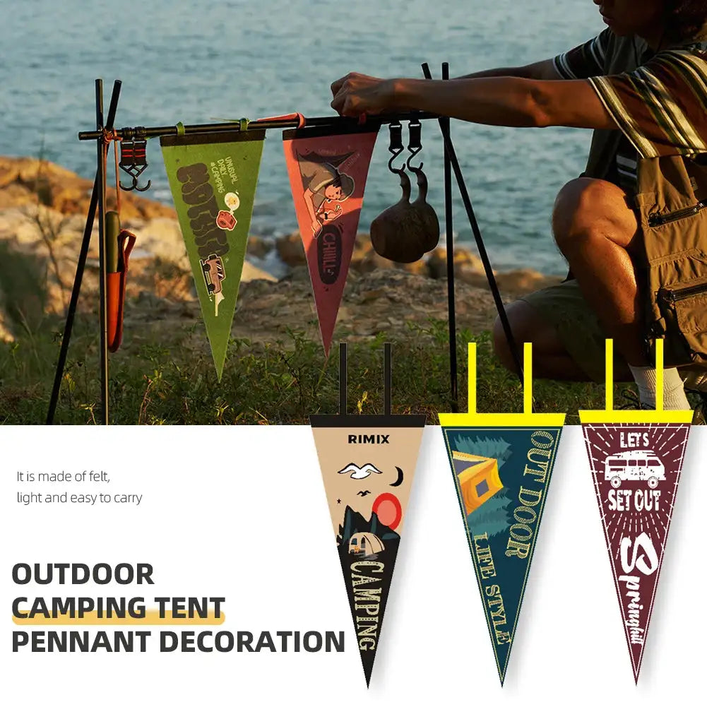 Outdoor Camping Tent Pennant Flags Picnic Canopy Atmosphere Decorations Camp Hanging Flags Holiday Scene Felt Bunting - Lootquake