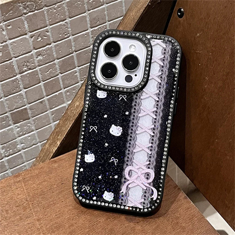Funda para teléfono con estampado de encaje negro