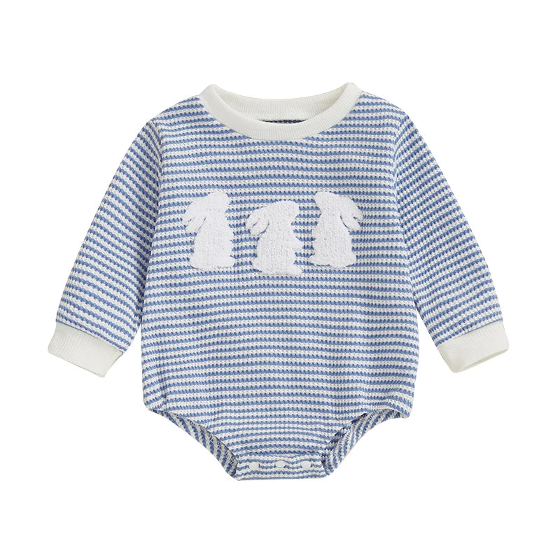 Adorable Infant Unisex Hoodies Rompers Spring Outfits Easter Bunny Carrot Embroidered Long Sleeve Bodysuits Jumpsuits - Lootquake