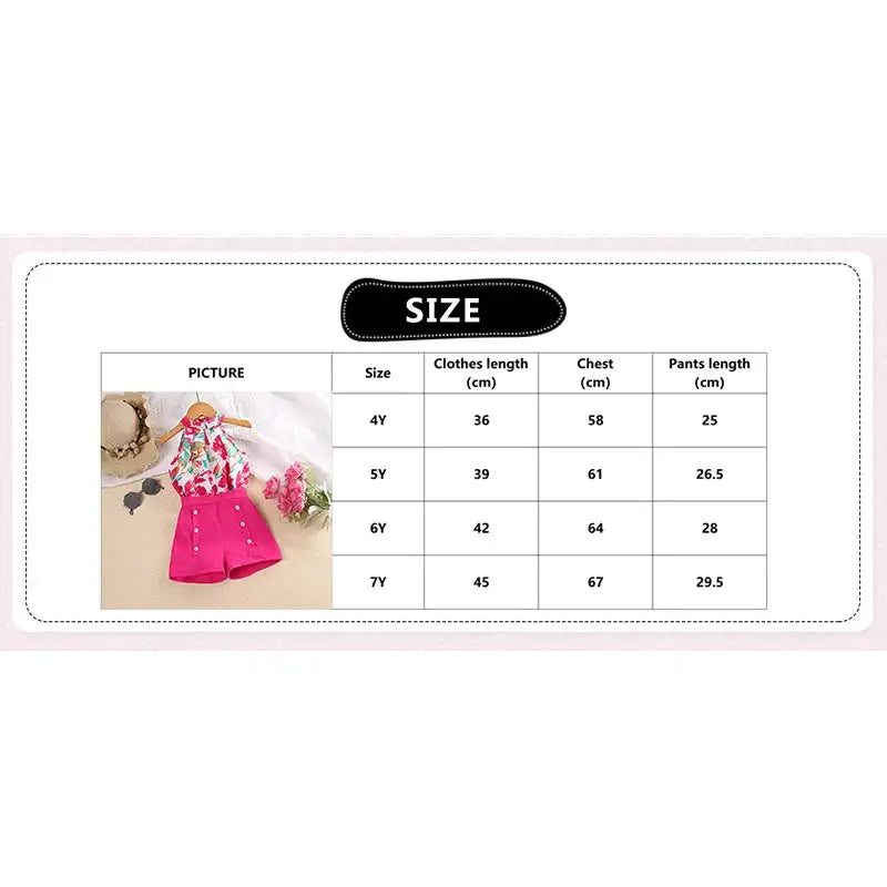 Kids Sets For Girls 4-7 Years Summer Girls Dopamine Print Sleeveless Top & Shorts Leisure Daily Classic Style Baby Girl Set - Lootquake