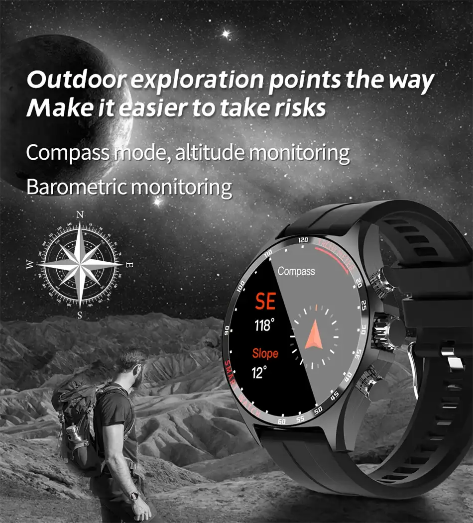 2024 New Outdoor Sports GPS Smart Watch Men Bluetooth Call HD Smartwatch Health Monitoring Compass IP68 Waterproof Watches Men - Lootquake
