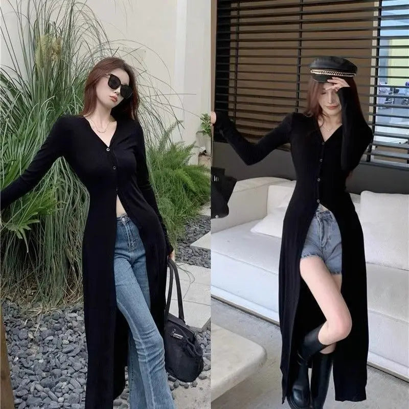 Street Casual Black Slim Long T Shirts Spring Autumn New Long Sleeve Solid Simplicity Fashion Tops Trend Vintage Women Clothing - Lootquake