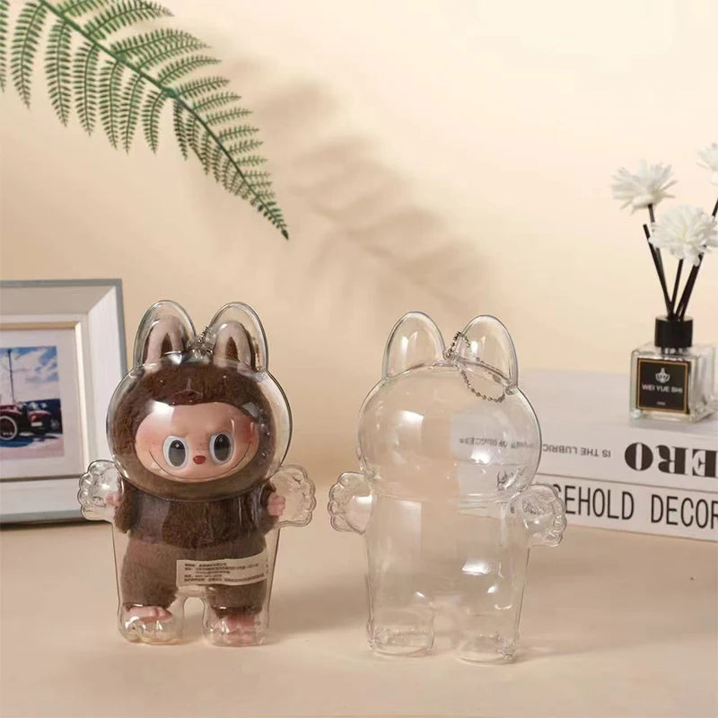 LABUBU Étui transparent pour siège Labubu Étui en plastique Sac à dos Charms