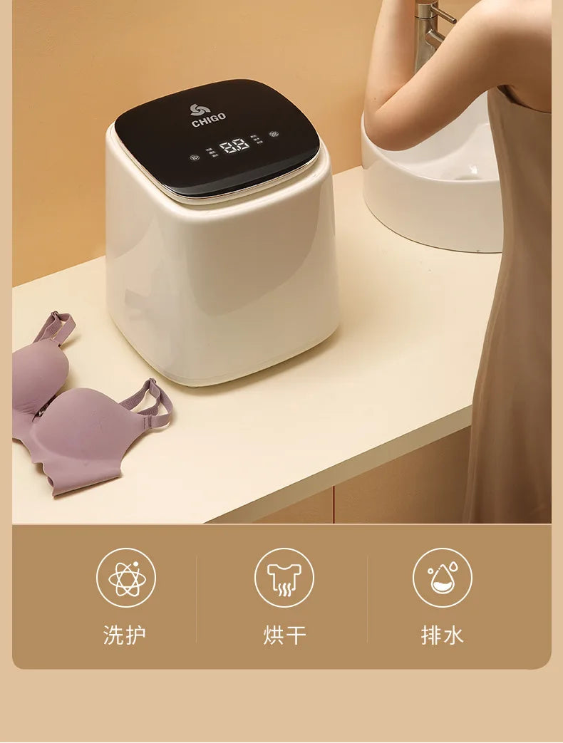 Mini machine à laver portable entièrement automatique, séchage domestique intégré pour sous-vêtements