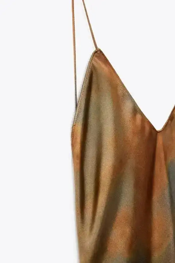 2023 New Women's Elegant Sexy Long Dress V-neck Open-back Rainbow Printing Tank Dress Sleeveless Summer Fashion - Lootquake