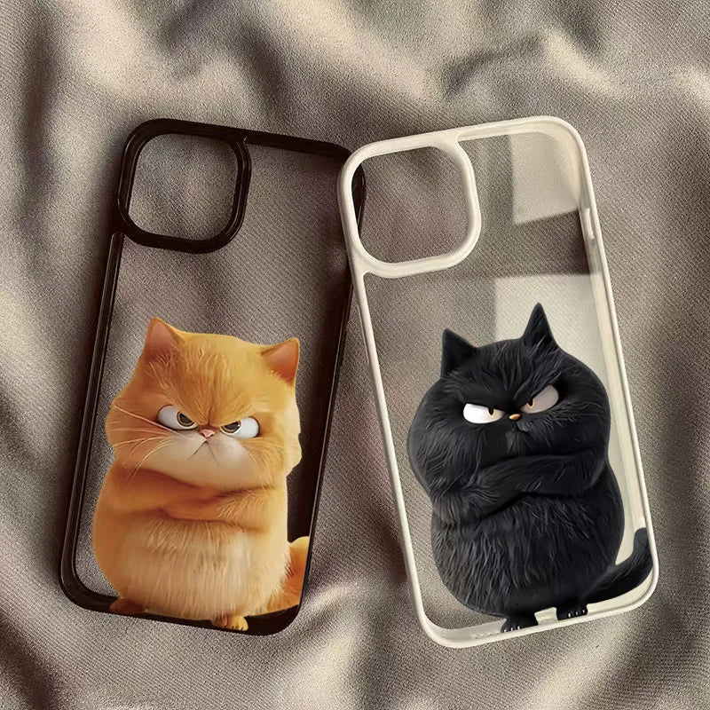 Funda transparente para teléfono con diseño de gato divertido y genial