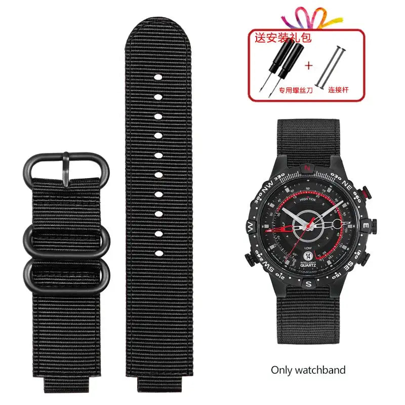For TIMEX Tide Canvas Convex Strap Male Compass Bracelet T2N721 T2N720 TW2T76500 TW2T76300 Nylon Watchband 24*16MM Wristband - Lootquake