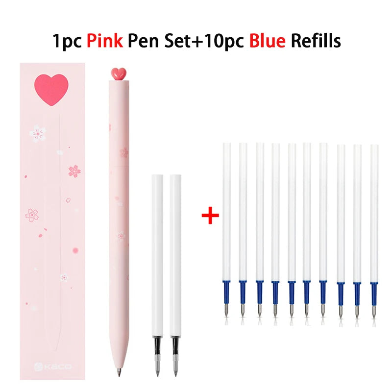 Juegos de bolígrafos de gel KACO, útiles escolares y de oficina para niños, de 0,5 mm de alta capacidad, con forma de corazón o signo del zodiaco, artículos de escritura, regalos de amor, artículos bonitos.