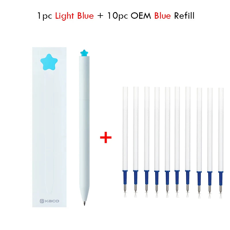 Juegos de bolígrafos de gel KACO, útiles escolares y de oficina para niños, de 0,5 mm de alta capacidad, con forma de corazón o signo del zodiaco, artículos de escritura, regalos de amor, artículos bonitos.