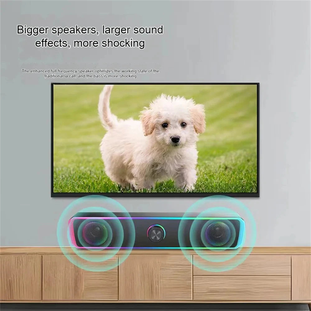 Bluetooth Speaker 4D Surround Soundbar Wired Computer Speakers Stereo Subwoofer Sound Bar for Laptop PC Theater TV Aux 3.5mm