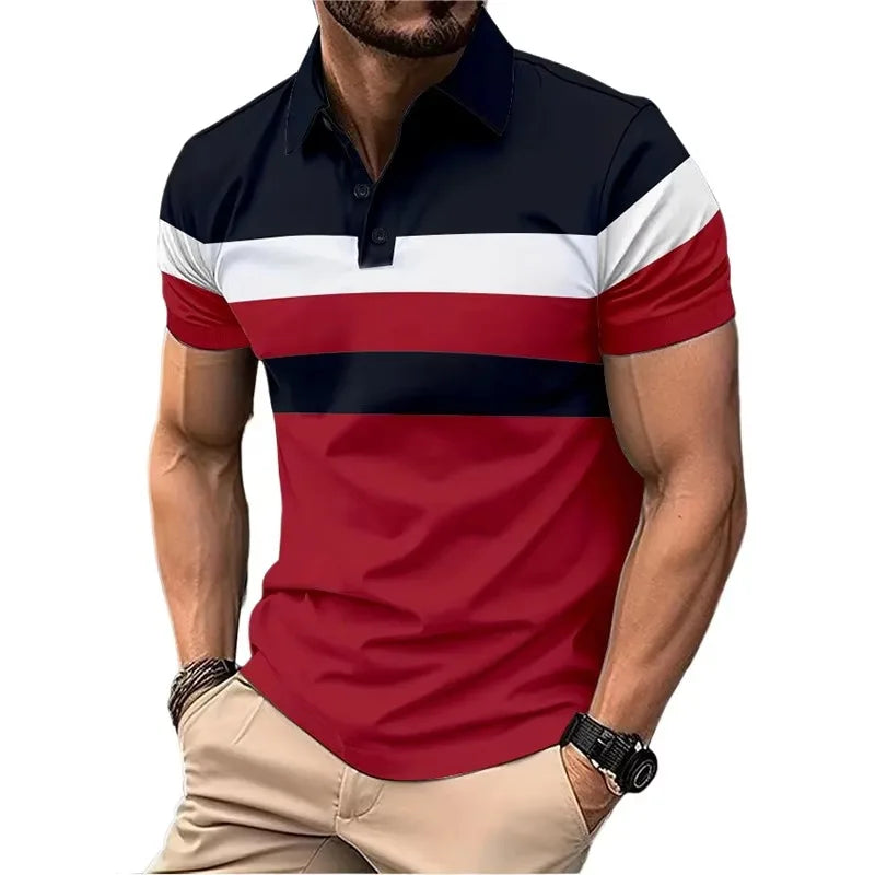 Summer Men's Short Sleeve Polo Shirts Splice Breathable Lightweight T Shirts Mens Outdoor Sweatwear Turn Down Mens Shirts - Lootquake