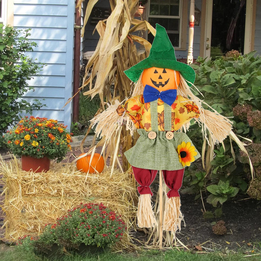 Small Halloween Scarecrow Decoration Fall Harvest Standing Scarecrow Decors Rustic Outdoor Scarecrow Halloween Decor