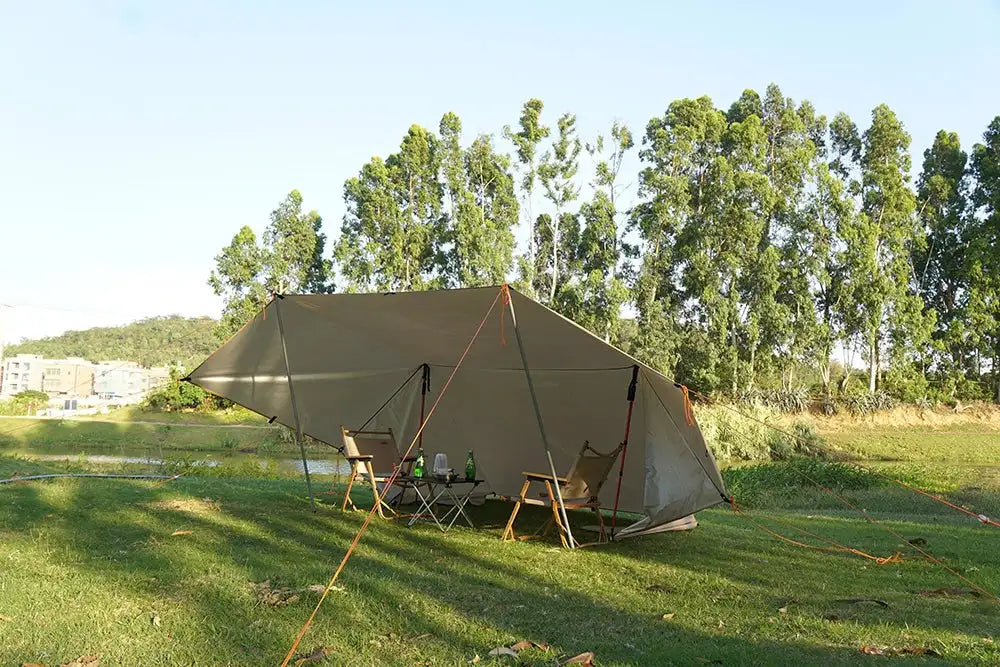 4x4m 4x3m 3x3m 19 Hang Points Tent Tarp Survival Sun Shelter Shade Canopy Outdoor Backpacking Waterproof Camping Awning SunShade - Lootquake