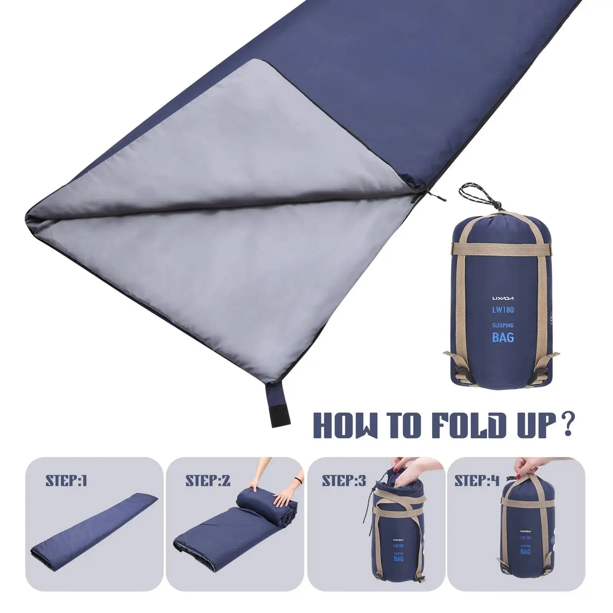 Saco de dormir portátil para exteriores Lixada de 190 x 75 cm, para acampar, viajar, senderismo, multifunción, ultraligero, 680 g, para mochileros.