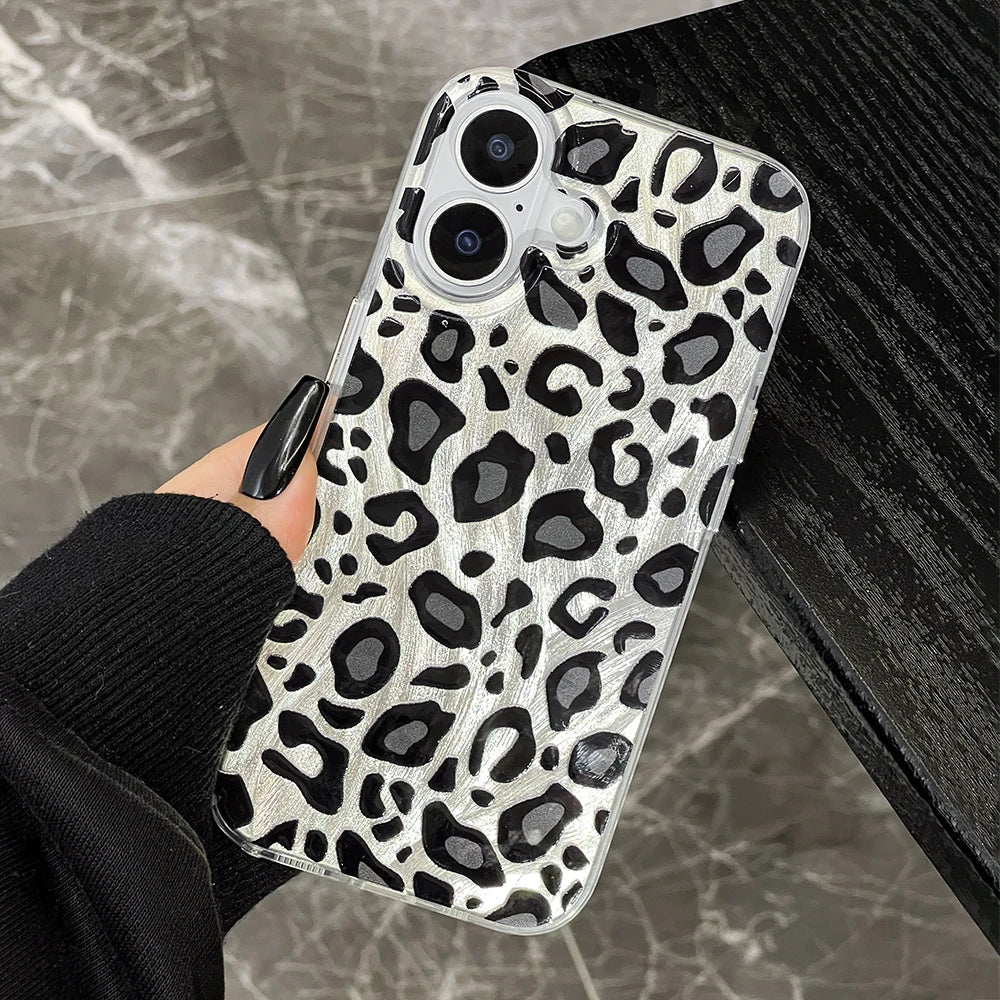 Funda blanda para teléfono con estampado de leopardo