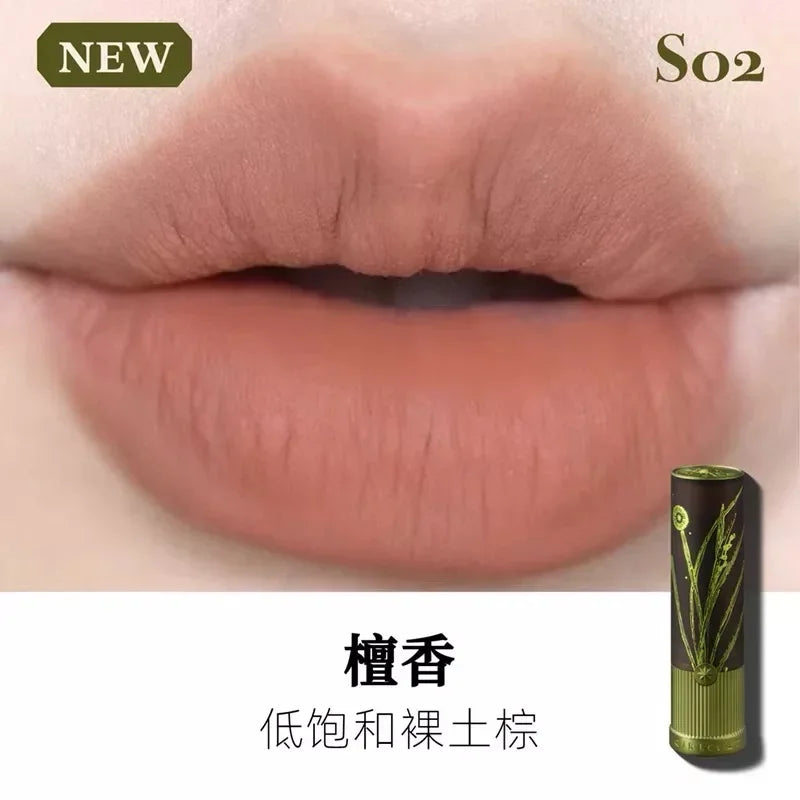 Lápiz labial Girlcult Herbal Compendium, mate, aterciopelado, arcilla verde brillante, brillo labial hidratante, duradero, sin pegamento.