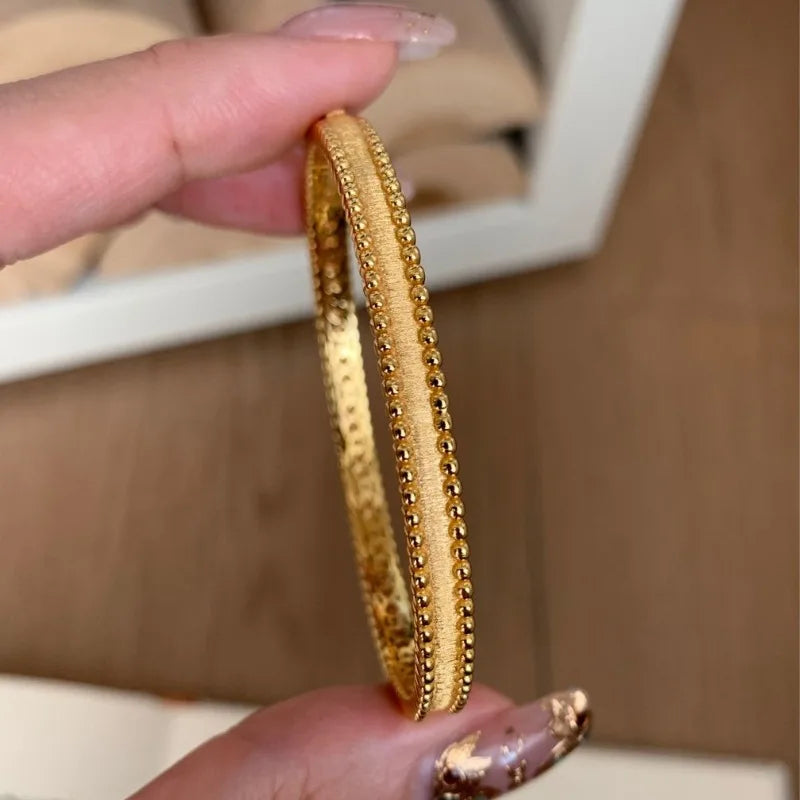 Classic silver 925 Light Luxury Round Bead Lace Brushed bracelet for women New in Simplicity Fashion bangles banquet Jewelry - Lootquake