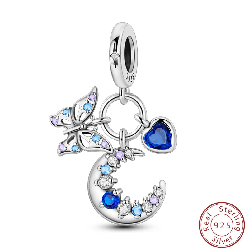 Ensemble de trois breloques en argent sterling S925, perles de 3 mm, motif princesse, golf, hamster, appareil photo, voyage, fabrication de bijoux fins