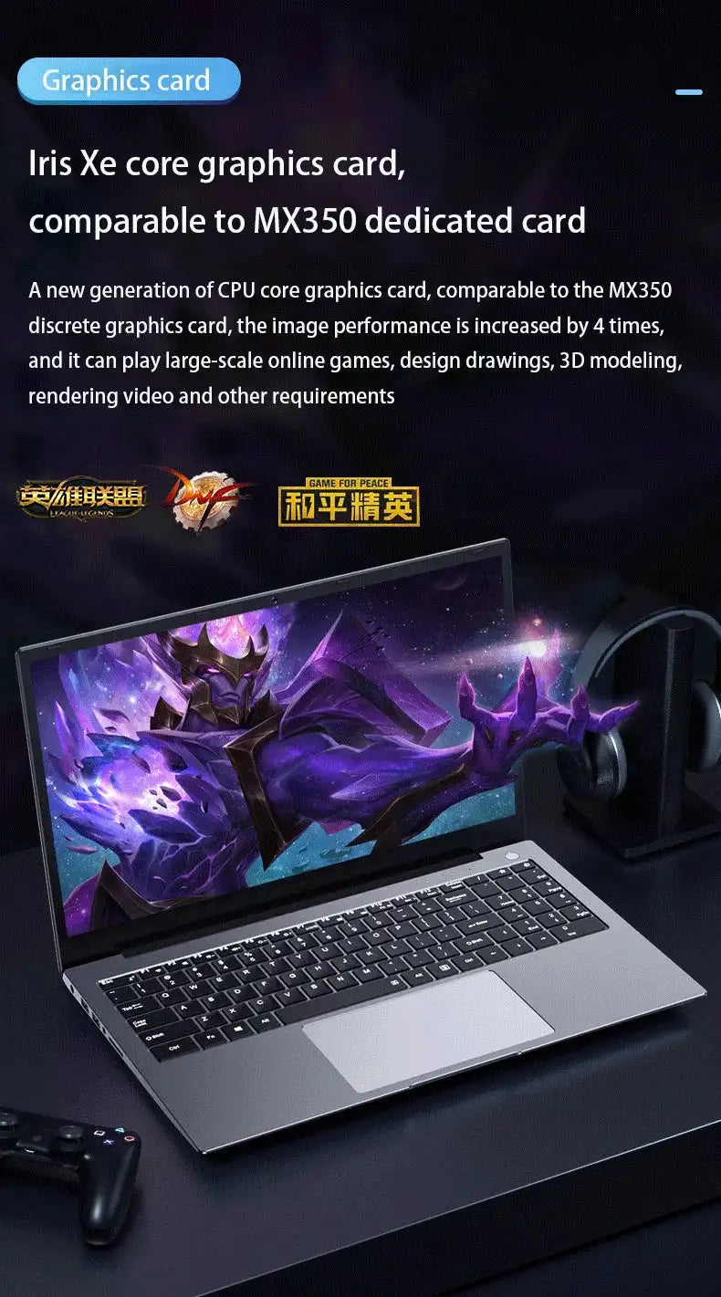2024 New Ultraslim Dedicated Gaming Laptop 15.6 Inch Intel Core i7-1260+MX550 4Gvideo NVIDIA RAM Fingerprint office Notebook - Lootquake