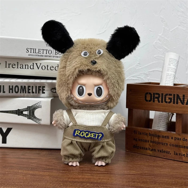 Vêtements de poupée LABUBU 17 cm, accessoires pour Labubu V1 V2, salopette rayée, chapeaux, lunettes, chaussures, vêtements cool et élégants, cadeau