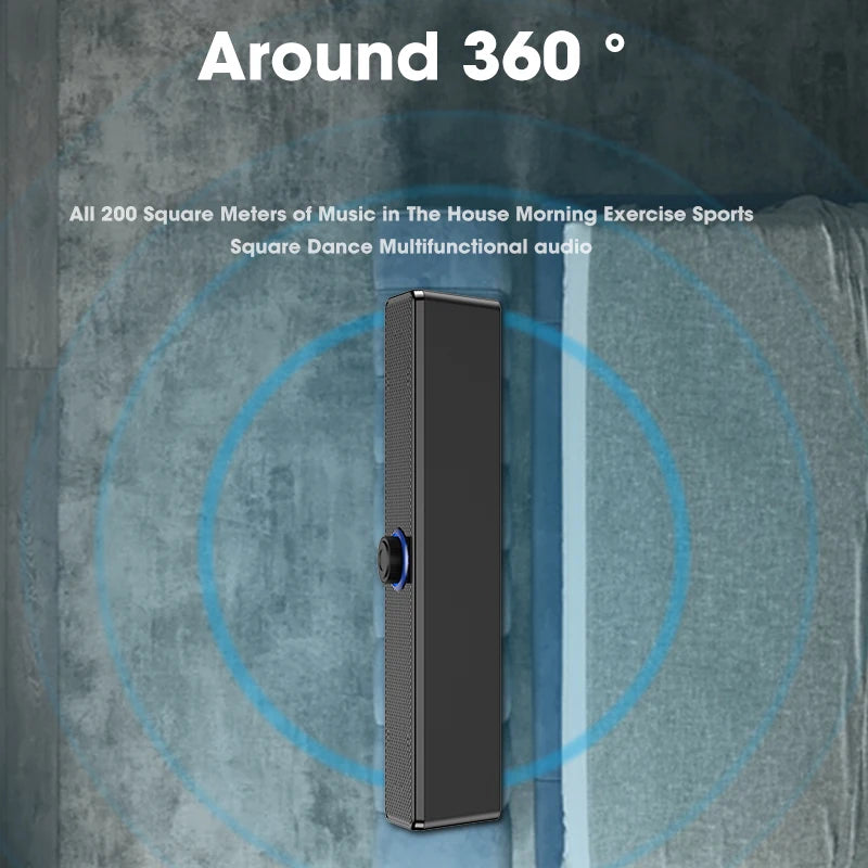 Barre de son sans fil Bluetooth pour jeux vidéo, USB, stéréo 3D, caisson de basses, FM, horloge, barre de son intérieure, haut-parleur pour ordinateur, offre spéciale