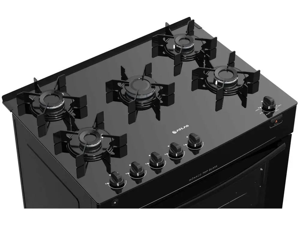 Table de cuisson 5 trous Atlas en verre noir avec plateau Monaco en verre - Bivolt