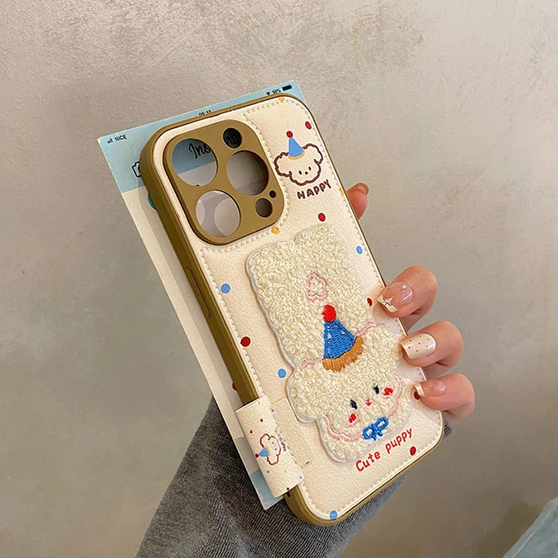 Cartoon Cute Towel Embroidered Dog Phone Case