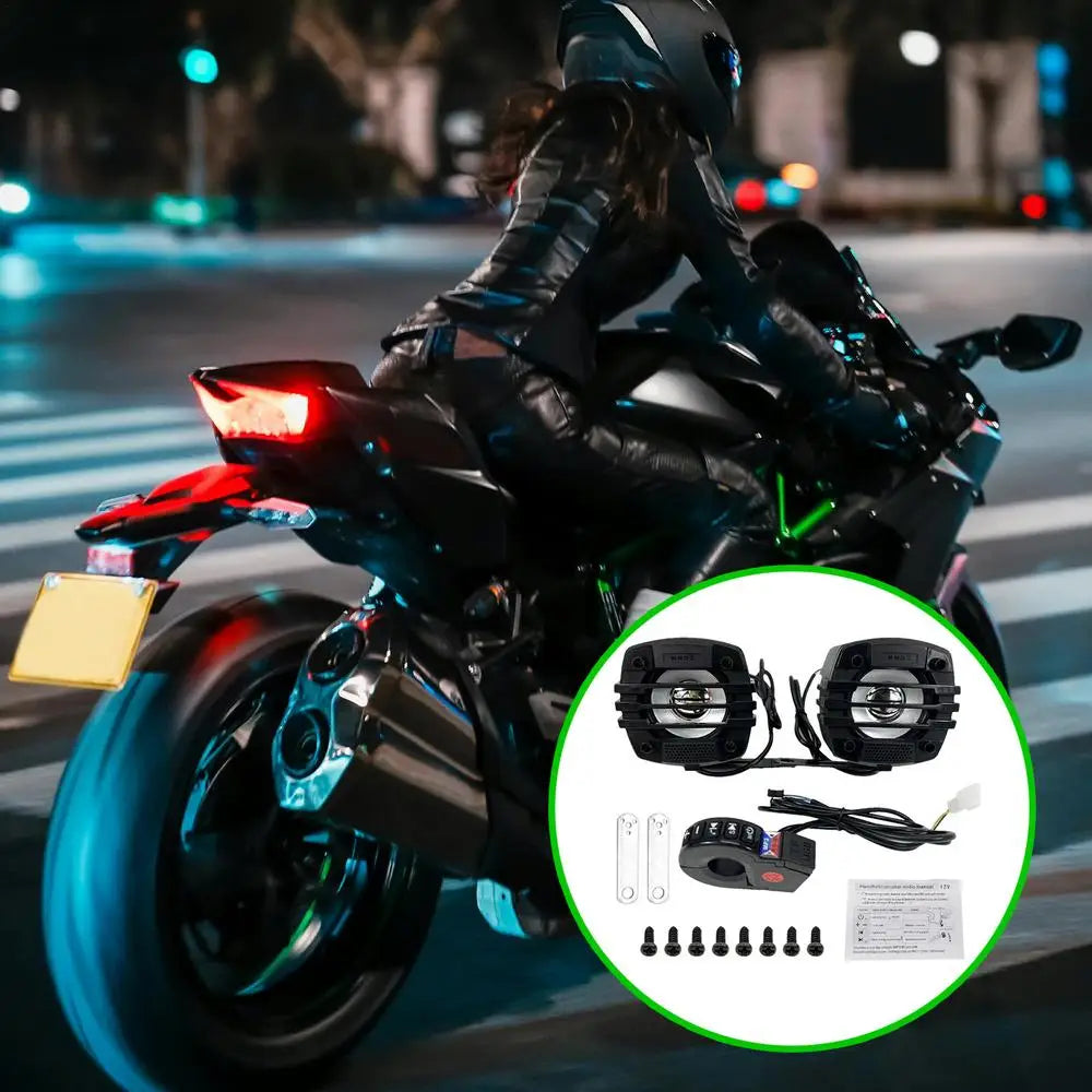 Altavoz Bluetooth para motocicleta, 12-80 V, sonido HiFi universal, estéreo para motocicleta, resistente a la intemperie, sistema de amplificación de audio, altavoz para manillar.