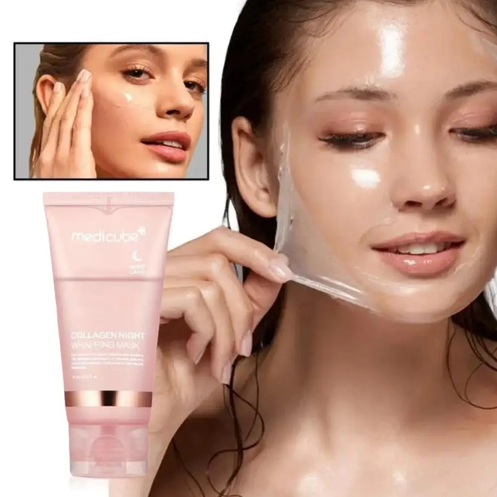 Mascarilla facial peel-off de colágeno para noche (75 ml), mascarilla coreana de noche para hidratación profunda, cuidado de la piel y reparación.
