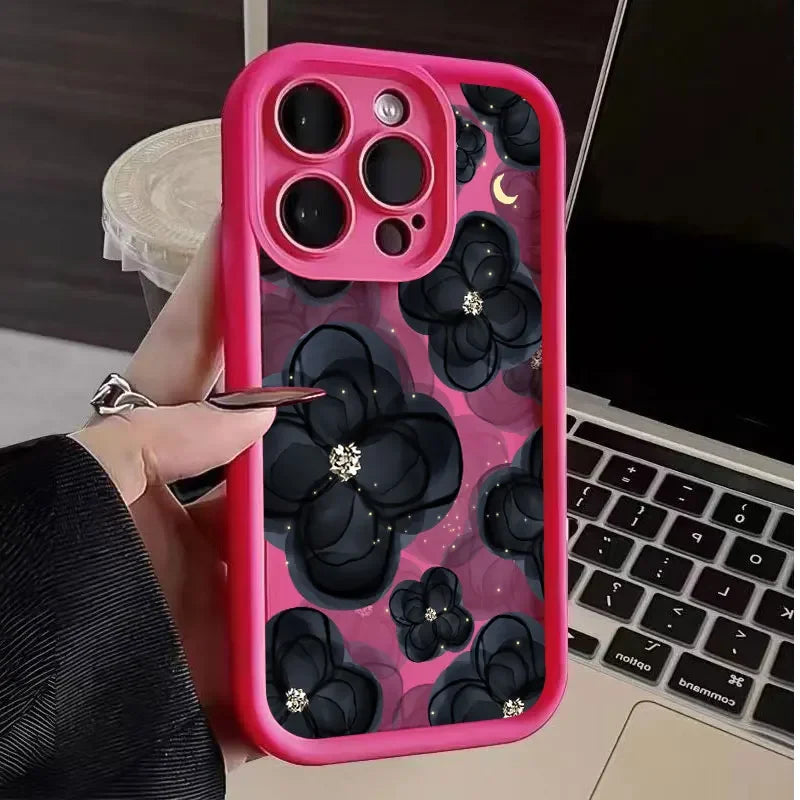 Funda para teléfono con flor de diamante