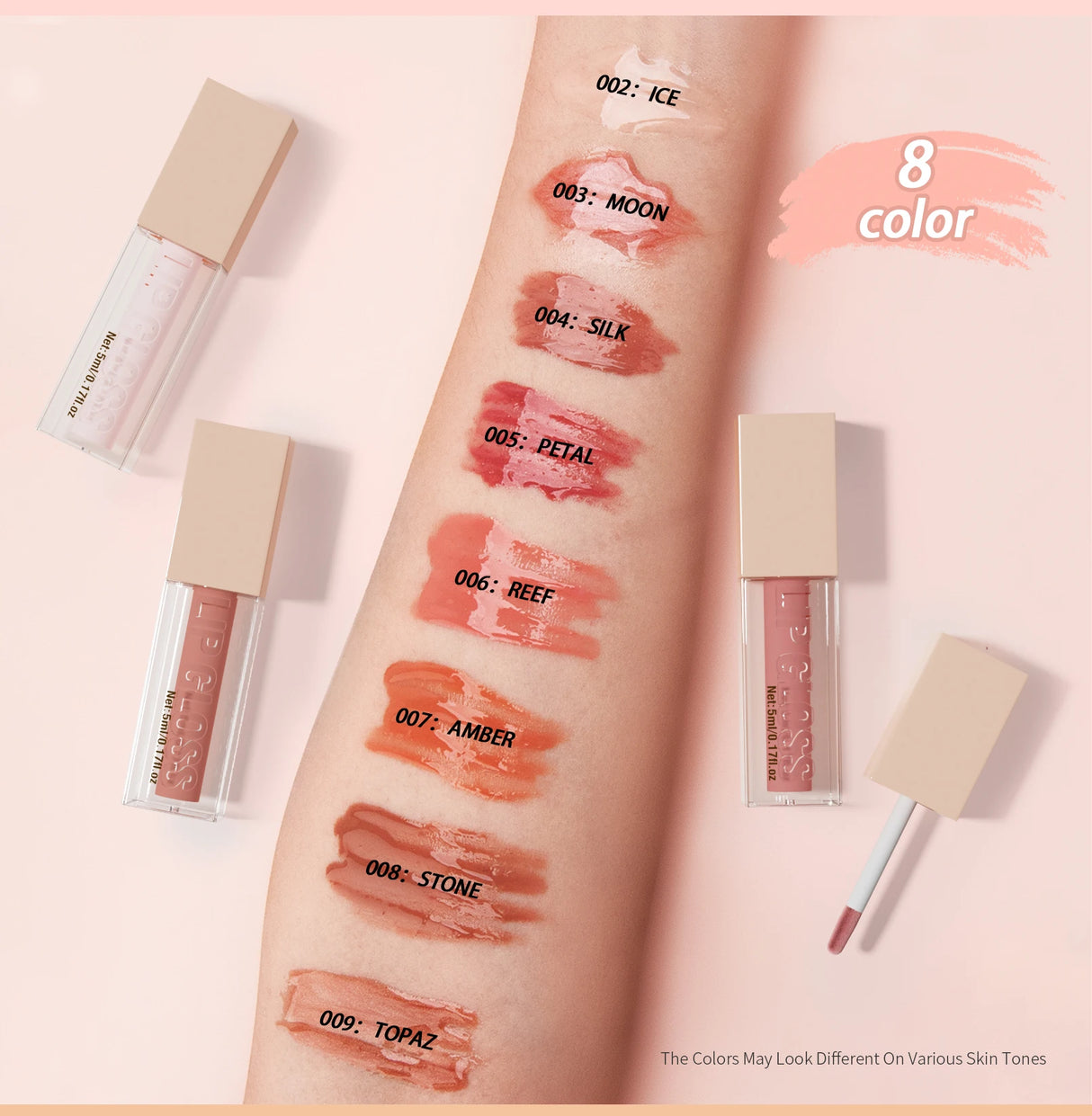 8 Color Non-stick cup Velvet Satin Gloss Lip glaze Mist Liquid matte lipstick Waterproof long-lasting color liquid