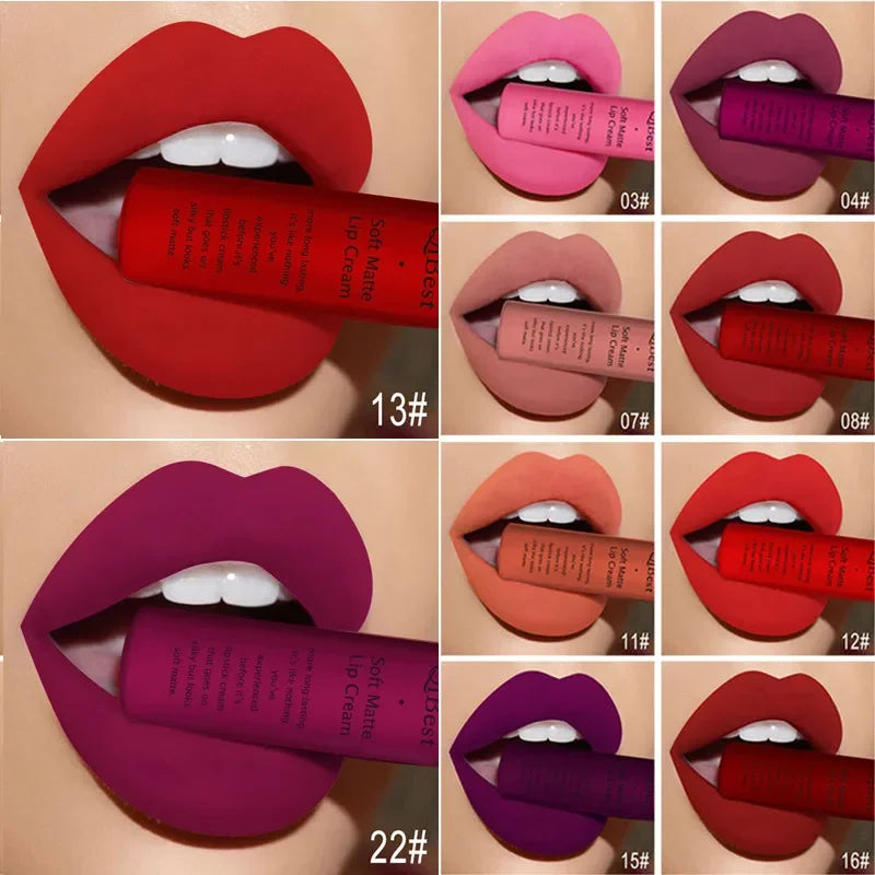 Matte Liquid Lipstick Waterproof Long Lasting Sexy Velvet Lip Gloss Nude Pigment Red Black Women Beauty Makeup Cosmetics
