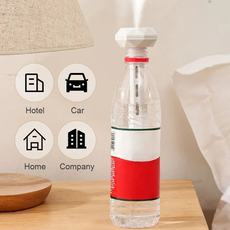 Humidificateur d'air à lampe LED, diffuseur d'huiles essentielles USB, purificateur de voiture, brumisateur d'arômes anioniques avec lumière romantique, humidificateur portable