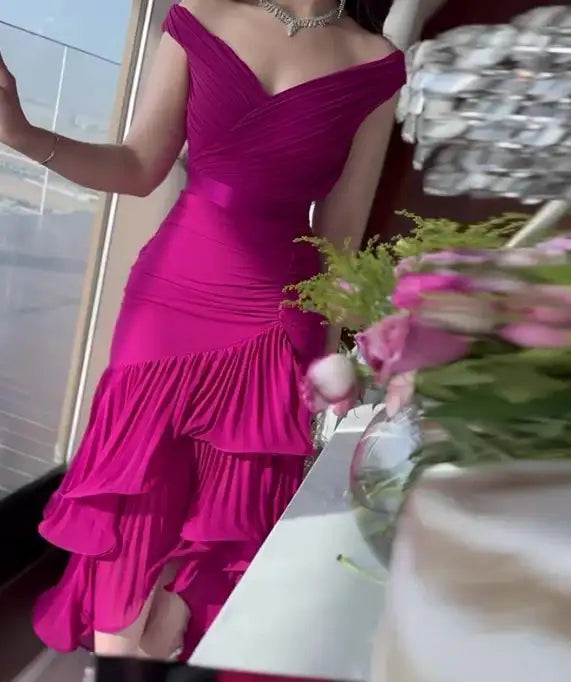 Womens Dresses 2025 Spring New Sweet Style Solid Color High Waist Ruched V-Neck Sleeveless Casual Ruffle Hem Daily Long Dress - Lootquake