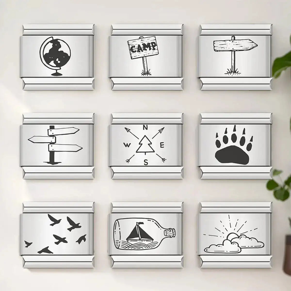 Italian Pendant Charm Bracelet DIY Modular Stainless Steel 9mm Sunrise Weather Vane Compass drift bottle Outdoor Adventure Gift - Lootquake