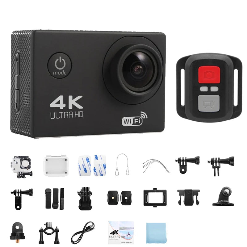 Cámara de acción 4K 1080P/30FPS WiFi 2.0" 170D, impermeable, subacuática, para casco, grabación de video, cámaras deportivas, minicámara para exteriores