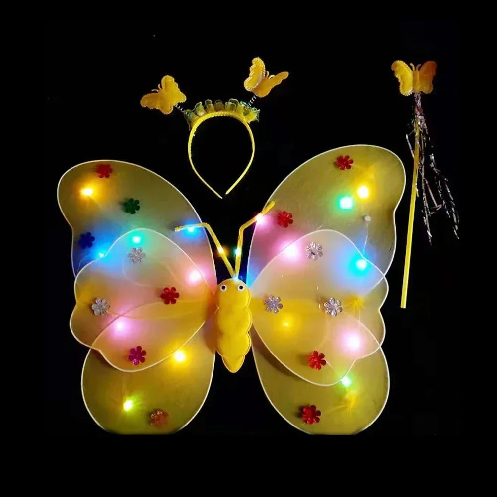LED Children Costume Props Girls Skirts Angel Luminous Wings Flashing Butterfly Skirt Lights Suit 2-8year Easter Valentines Day - Lootquake