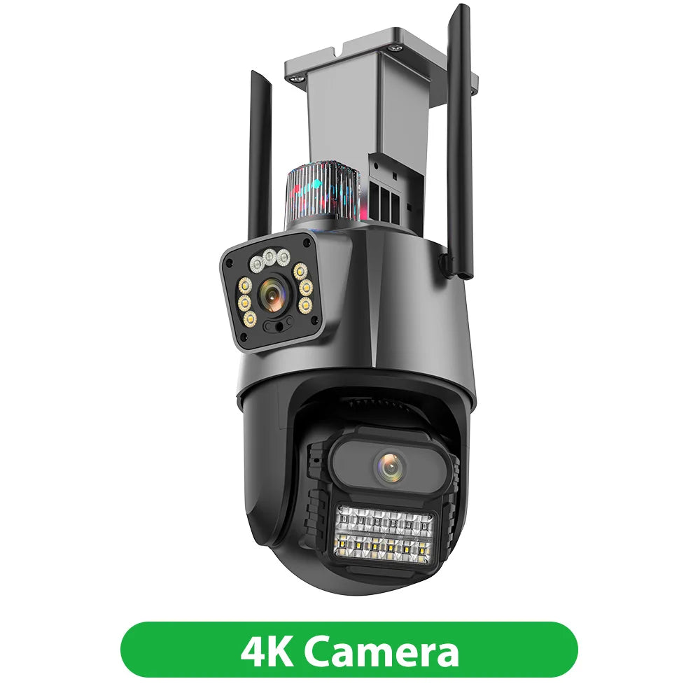 Cámara IP WIFI 8K con zoom 8X, cuatro lentes y cuatro pantallas, detección humana, 4K, 8MP, IP HD, doble pantalla, seguridad, impermeable, iCsee