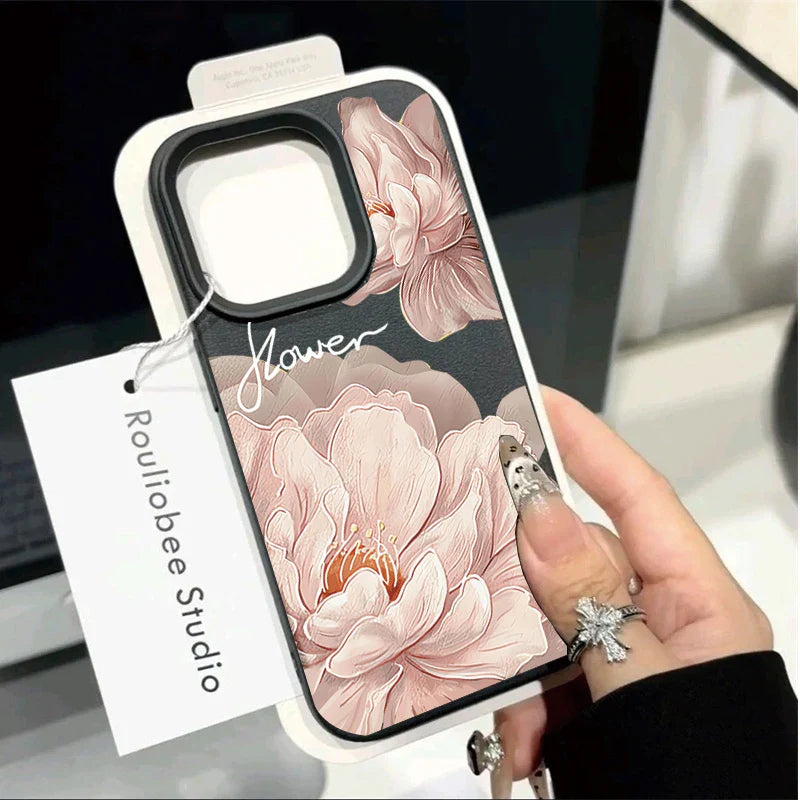 Funda para iPhone con diseño floral coreano