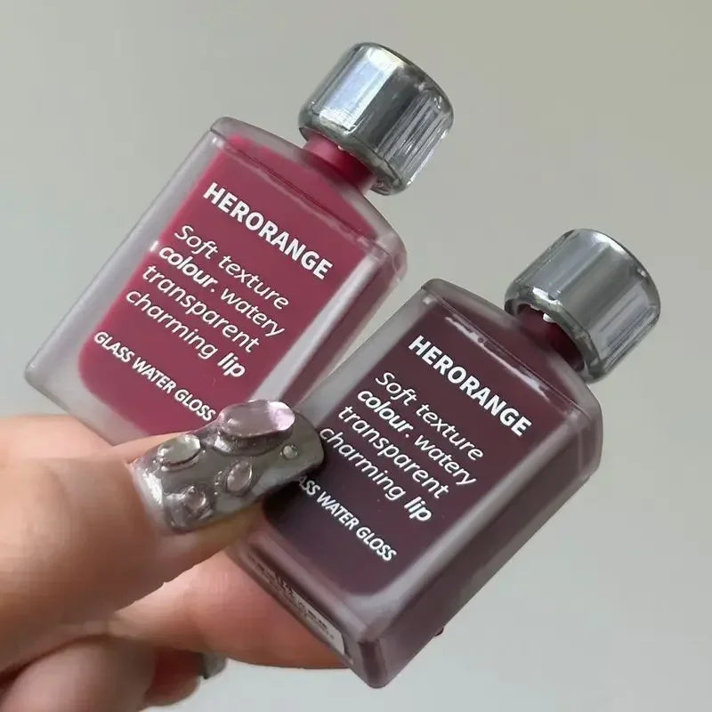 HERORANGE Brillo de labios ligero, brillo de labios, no se pega fácilmente, duradero, lápiz labial hidratante de agua, maquillaje líquido coreano