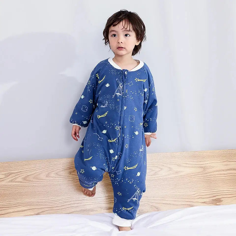 Baby Sleeping Bag Cute Flowers Print Toddler Sleepwear Walk Play Pajamas 2.5Tog Thick Winter Keep Warm Sleepsack 1-4 Years - Lootquake