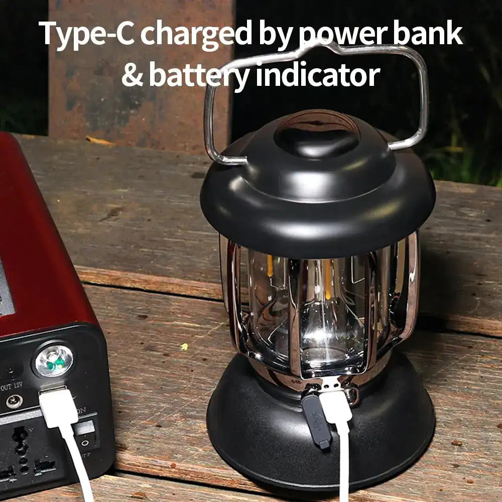 Outdoor Camping Lantern Portable USB Rechargeable Lamp Retro LED Light For Emergency Fishing Hiking Tent Nightlight Waterproof - Lootquake