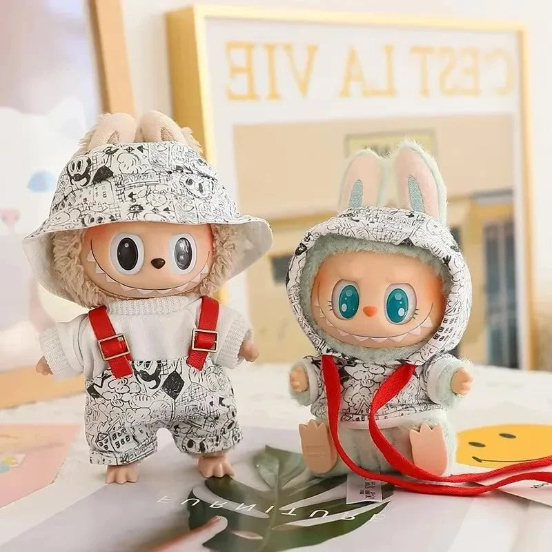 Labubu V1 V2 génération poupée imprimé sweat à capuche décontracté marque de mode cardigan chapeau de pêcheur vêtements de travail cadeau d'anniversaire