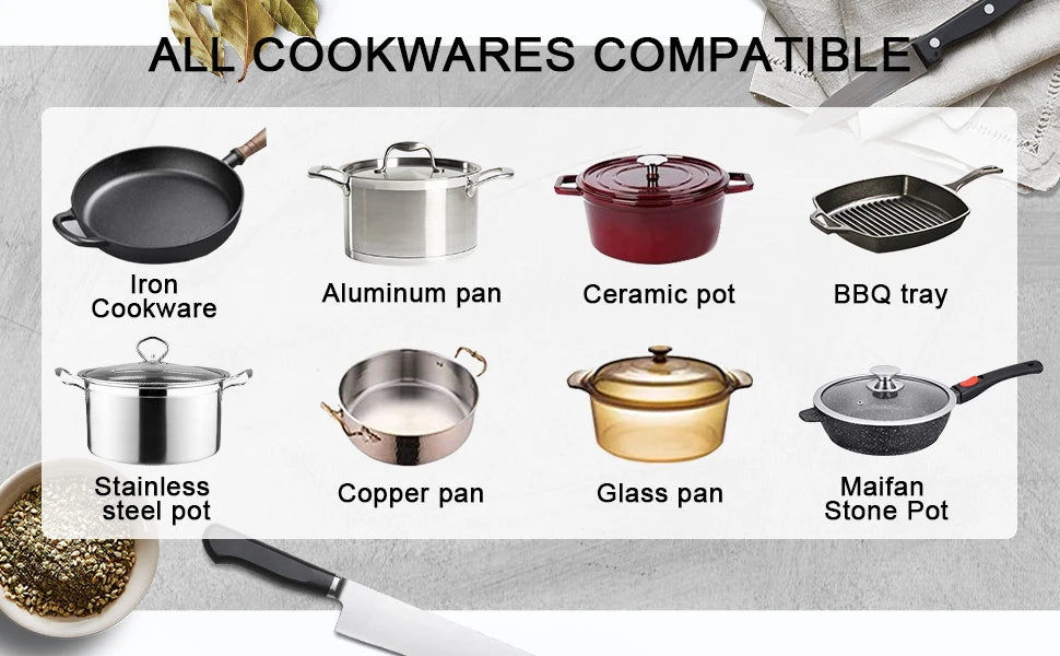 Karinear dispose d'une cuisinière en céramique avec 4 brûleurs intégrés, deux zones extensibles, une table électrique intégrée, une commande tactile, une minuterie