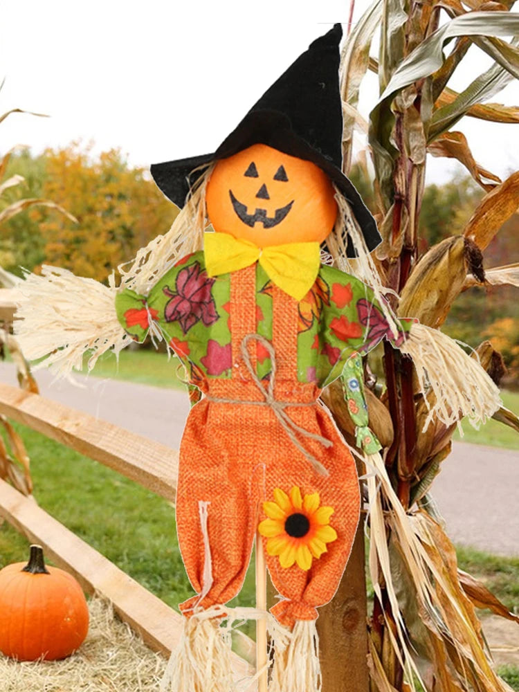 Small Halloween Scarecrow Decoration Fall Harvest Standing Scarecrow Decors Rustic Outdoor Scarecrow Halloween Decor