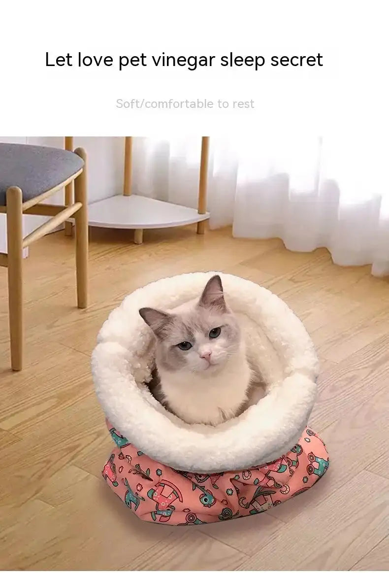 Tunnel Cat Nest Dog Nest Four Seasons Universal Warm Closed Cat Bed Pet Supplies Cartoon Cat Nest Mat Pet Mat Pet Sleeping Bag - Lootquake